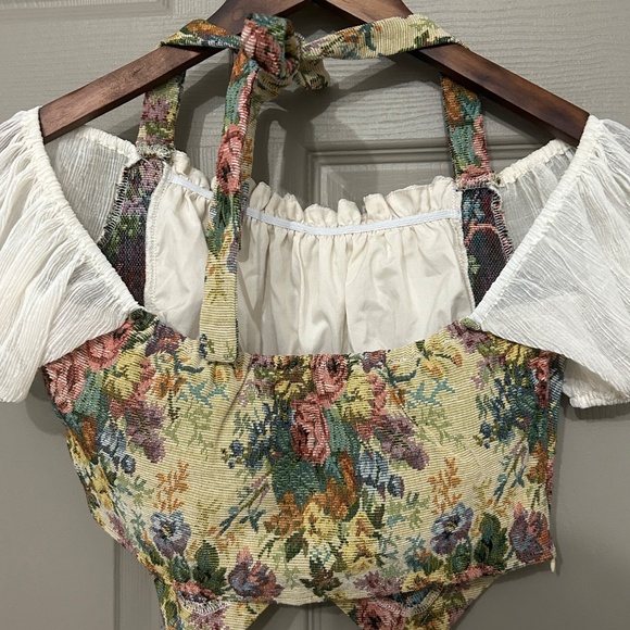 CIDER Jacquard Floral Halter Corset Top - Picture 5 of 12